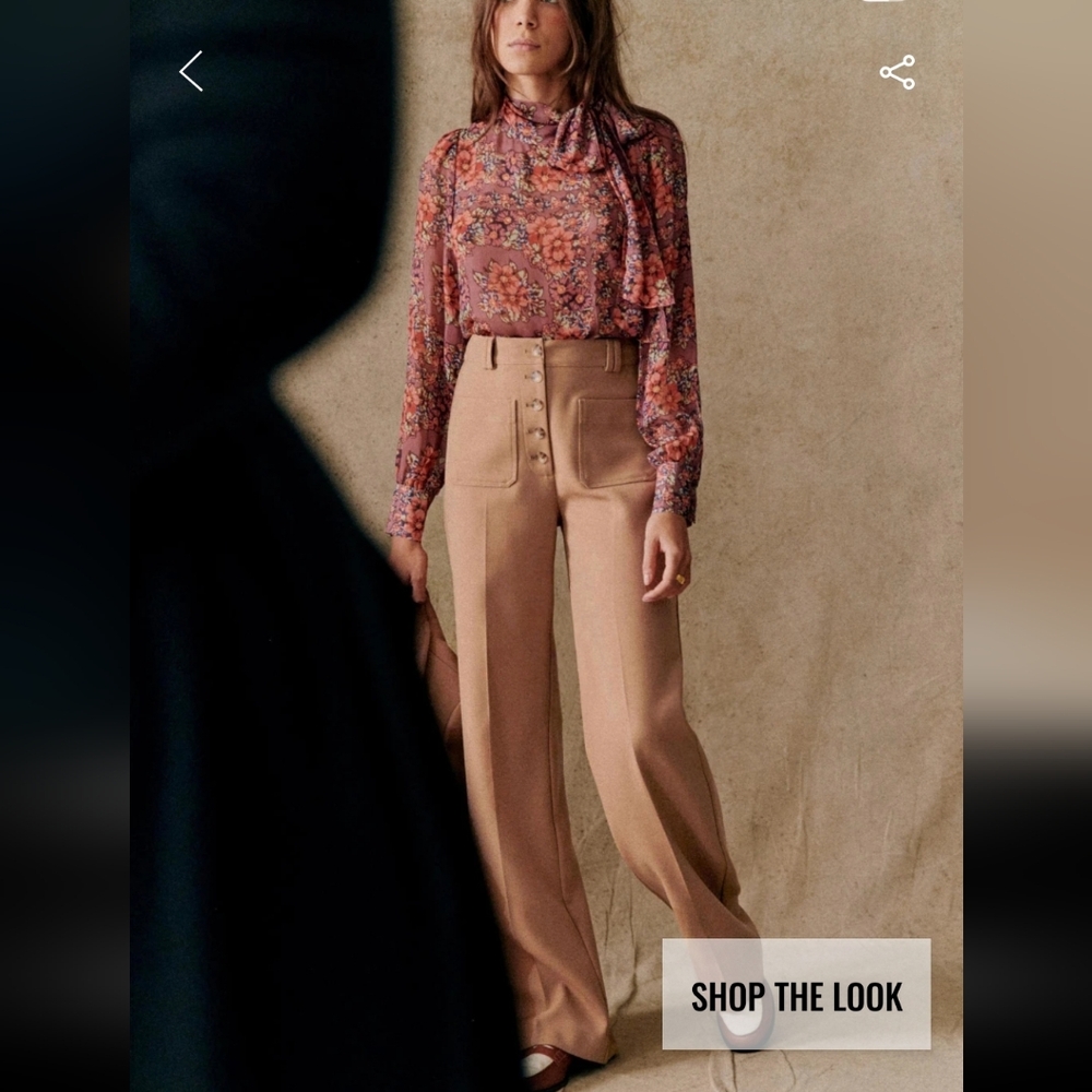 Sezane Chuck Mid-Rise Camel Trousers